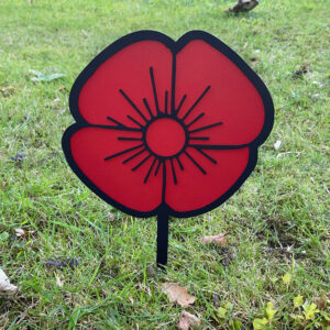 Mild Steel Remembrance Day Memorial Poppy Sculpture w/ Spike