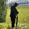2 Foot Raw Metal Tall Metal Silhouette Rested Soldier with Extra Spike Garden Wall Art,  Memorial Statue and Remembrance Day Gifts