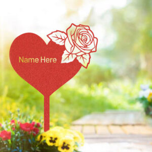Heart and Rose for Mothers Day Gifts, Personalised Heart Rose Memorial, Heart and Rose Memorial plaque